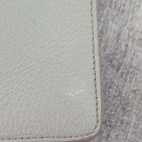 India Hicks Light Gray Leather Clutch Big Zipper - Picture 4 of 9